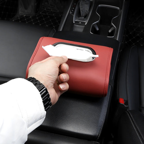 Auto Armrest Tissue Box Car Seat Back Hanging Napkin Pack Cover(Wine Red) - HoMEdemic™ 