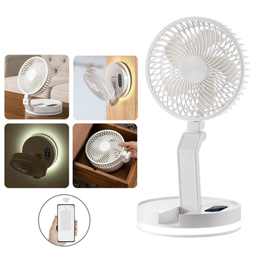 F200 Foldable Remote Control Wall-mounted Fan LED Light Desktop Rotating Fan, Color: Regular Model - HoMEdemic™ 