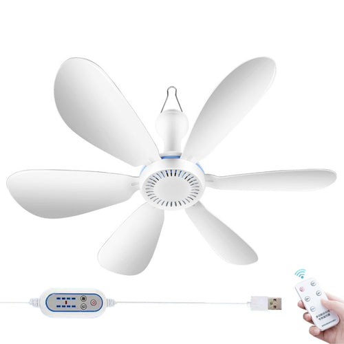 USB Home Dormitory Mute High Wind Power Mini Fan Six Blade Small Ceiling Fan, Style: Fan+Remote Control Speed Control Cord - HoMEdemic™ 