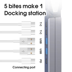 XY-1 5-In-1 Laptop Docking Station Stand Increased Folding Heat Dissipation HUB Bracket(Gray) - HoMEdemic™ 