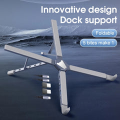 XY-1 5-In-1 Laptop Docking Station Stand Increased Folding Heat Dissipation HUB Bracket(Silver) - HoMEdemic™ 