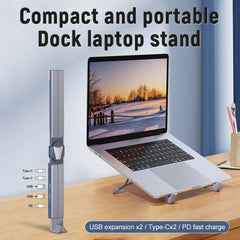 XY-1 5-In-1 Laptop Docking Station Stand Increased Folding Heat Dissipation HUB Bracket(Gray) - HoMEdemic™ 