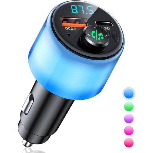 48W PD Fast Charging Car Bluetooth MP3 Player Ambient Light(Black) - HoMEdemic™ 