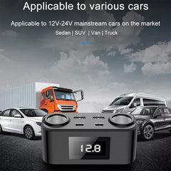 One To Four PD+QC Car Cigarette Lighter Multi-Port Mobile Phone Charger - HoMEdemic™ 