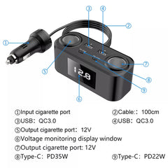 One To Four PD+QC Car Cigarette Lighter Multi-Port Mobile Phone Charger - HoMEdemic™ 