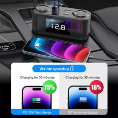 One To Four PD+QC Car Cigarette Lighter Multi-Port Mobile Phone Charger - HoMEdemic™ 