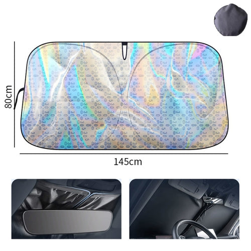 145x80cm Car Front Windshield Sun Protection Laser Sunshade Blinds, Style: Double Circle Sun Visor - HoMEdemic™ 