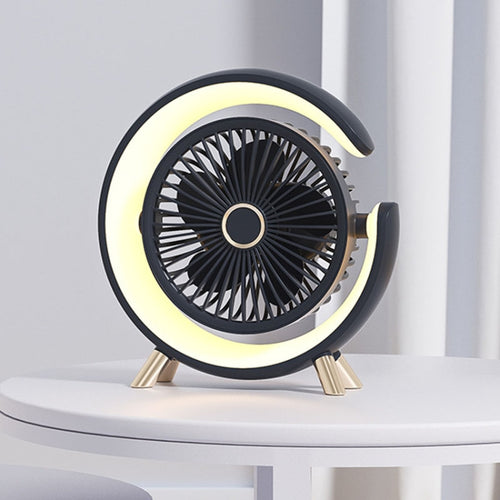 USB Charging Desktop Fan With Light Student Dormitory Light Sound Office Aroma Desktop Fan(Dark Blue) - HoMEdemic™ 