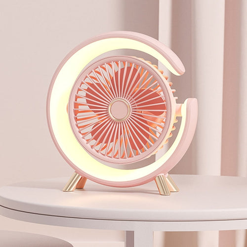 USB Charging Desktop Fan With Light Student Dormitory Light Sound Office Aroma Desktop Fan(Pink) - HoMEdemic™ 