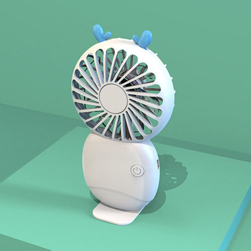 Summer Cartoon Pocket Handheld Stand Fan Rechargeable Silent Mini Fan(White) - HoMEdemic™ 