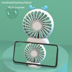 Summer Cartoon Pocket Handheld Stand Fan Rechargeable Silent Mini Fan(White) - HoMEdemic™ 
