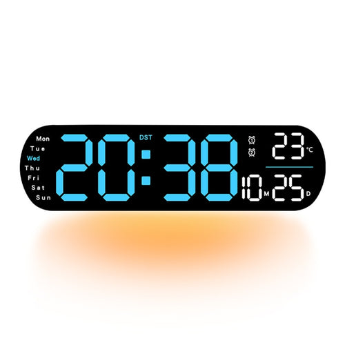 Remote Control Digital Display Atmosphere Light Wall Clock Living Room Decoration Clock, Color: Blue - HoMEdemic™ 