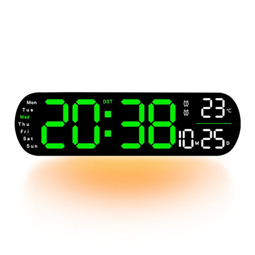 Remote Control Digital Display Atmosphere Light Wall Clock Living Room Decoration Clock, Color: Green - HoMEdemic™ 