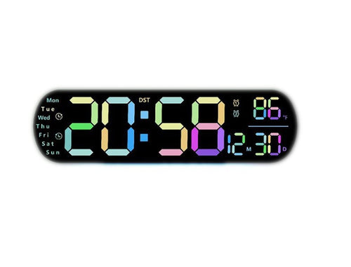 Remote Control Digital Display Atmosphere Light Wall Clock Living Room Decoration Clock, Color: Color - HoMEdemic™ 