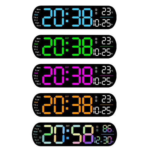 Remote Control Digital Display Atmosphere Light Wall Clock Living Room Decoration Clock, Color: Color - HoMEdemic™ 