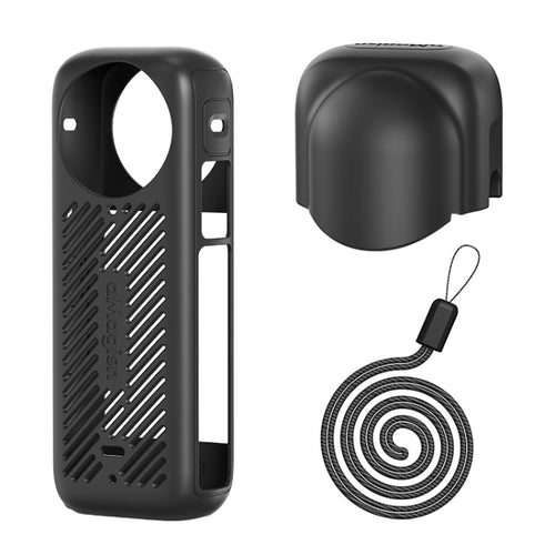 For Insta360 X4 AMagisn Silicone Protective Cover Body Case + Lens Cover Black - HoMEdemic™ 