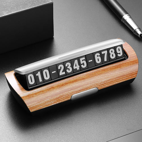 Hidden Luminous Temporary Parking Sign With Car Number, Color: Imitation Wood Grain - HoMEdemic™ 