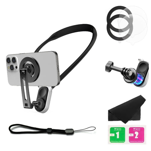 Magnetic Hanging Neck Holder For Mobile Phones/Action Cameras(Black) - HoMEdemic™ 