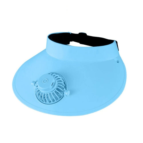 Summer Outdoor Sun Protection Adjustable Rotating Fan Sun Hat(Blue) - HoMEdemic™ 