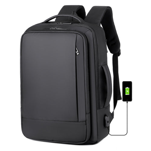 Expandable Business Waterproof Laptop Backpack With USB Port(Black) - HoMEdemic™ 