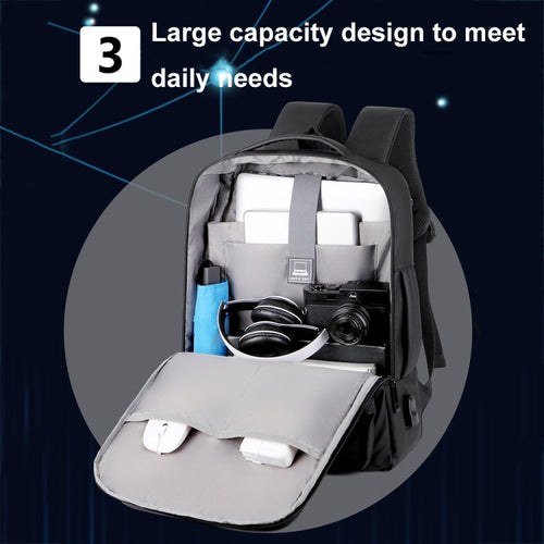 Expandable Business Waterproof Laptop Backpack With USB Port(Black) - HoMEdemic™ 