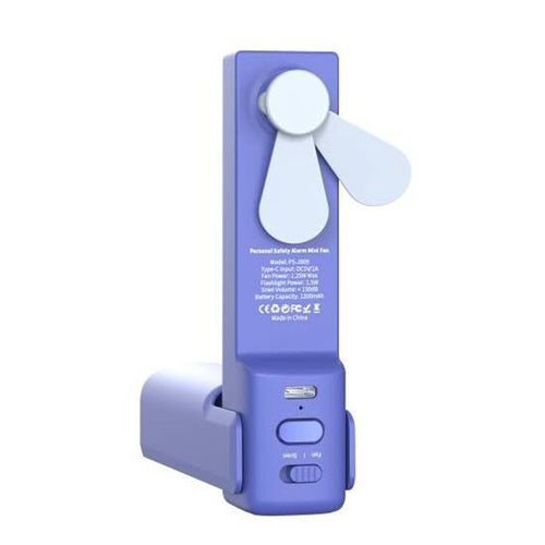 PS-J009 4-In-1 LED Light Buzzer Alarm Mini Folding Handheld Fan(Navy Blue) - HoMEdemic™ 