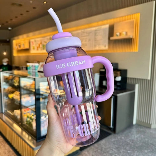 1200ml Large Capacity Lucky Belly Cup Handheld Portable Straw Cup with Tea Drain(Dream Purple) - HoMEdemic™ 