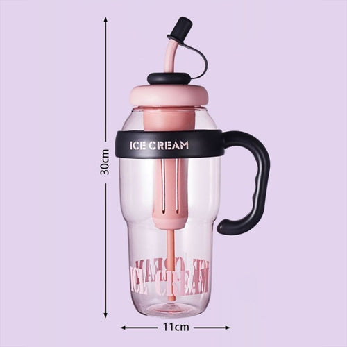 1200ml Large Capacity Lucky Belly Cup Handheld Portable Straw Cup with Tea Drain(Cherry Pink) - HoMEdemic™ 