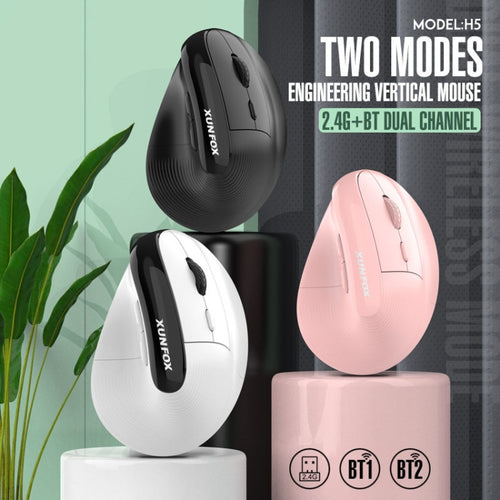 XUNSVFOX H5 Upright Vertical Dual Mode Mouse Rechargeable Wireless Business Office Mouse(Pink) - HoMEdemic™ 