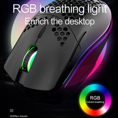 XUNSVFOX XYH80 Hollow Hole Rechargeable Wireless Gaming Mouse RGB Light Computer Office Mouse(Blue) - HoMEdemic™ 