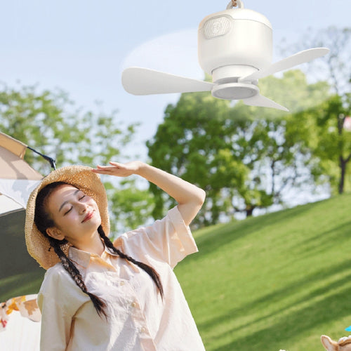 USB Plug-in Version Small Ceiling Fan Camping Outdoor Portable Hanging Fan(White) - HoMEdemic™ 