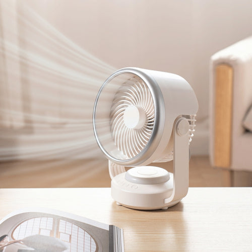 Air Circulation Fan Automatic Oscillating Head Desktop Fan With LED Light(White) - HoMEdemic™ 