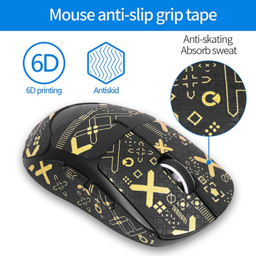 For Logitech GPW 2-Generation Mouse Anti-Slip Stickers Absorb Sweat Paste, Color: Black Gold Print Half Surround - HoMEdemic™ 