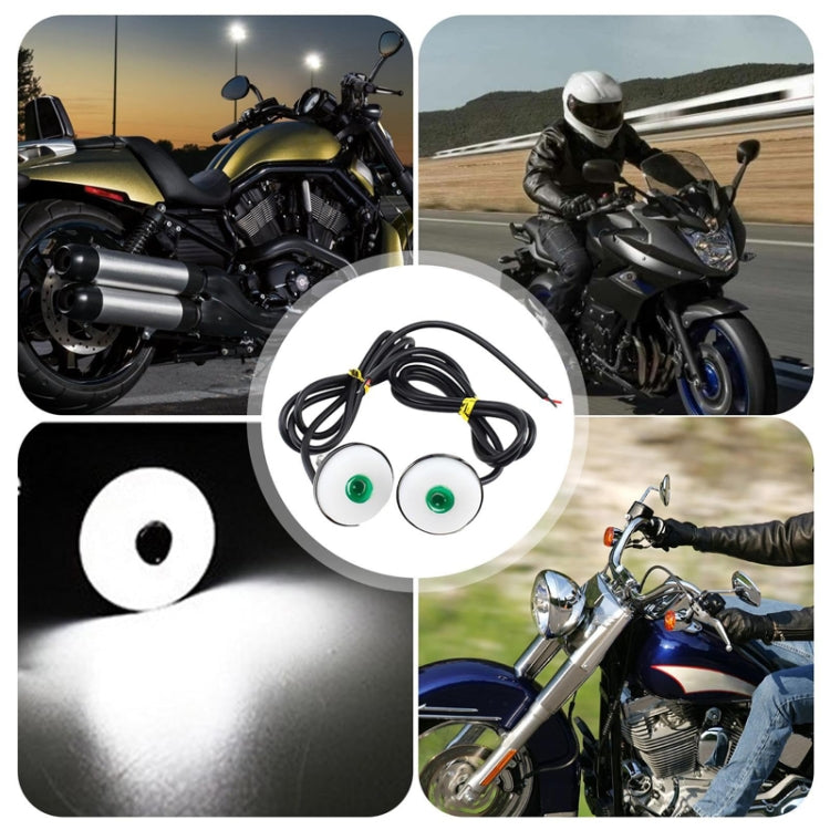 2pcs 23mm Motorcycle Eagle Eye Light Reverse Rearview Mirror Spotlight(Green) - HoMEdemic™ 