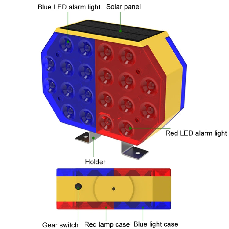 C1A Solar Powered Double Sided LED Barricade Light Traffic Signal Red And Blue Strobe Road Warning Lights - HoMEdemic™ 