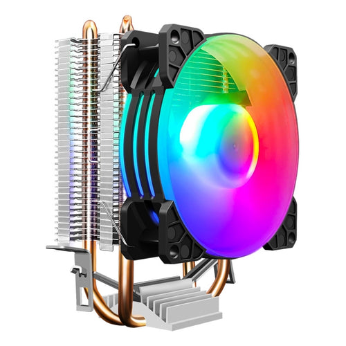 COOLMOON Frost Double Copper Tube CPU Fan Desktop PC Illuminated Silent AMD Air-Cooled Cooler, Style: P2 Magic Moon Edition Single Fan - HoMEdemic™ 