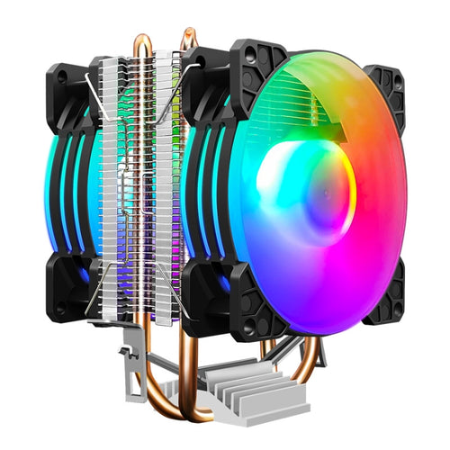 COOLMOON Frost Double Copper Tube CPU Fan Desktop PC Illuminated Silent AMD Air-Cooled Cooler, Style: P22 Magic Moon Edition Double Fan - HoMEdemic™ 