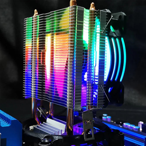 COOLMOON Frost Double Copper Tube CPU Fan Desktop PC Illuminated Silent AMD Air-Cooled Cooler, Style: P2 Magic Moon Edition Single Fan - HoMEdemic™ 