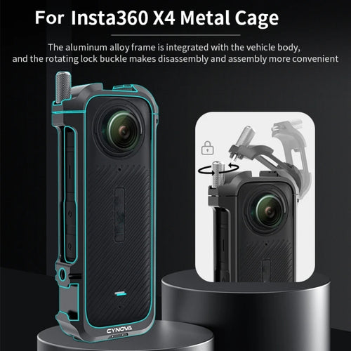 For Insta360 X4 CYNOVA Metal Rabbit Cage + Lens Cover Set Protective Accessories(Black) - HoMEdemic™ 