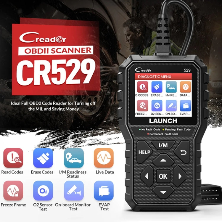 Launch Creader CR529 OBD2 Car Engine Fault Tester Code Scanner(Black) - HoMEdemic™ 