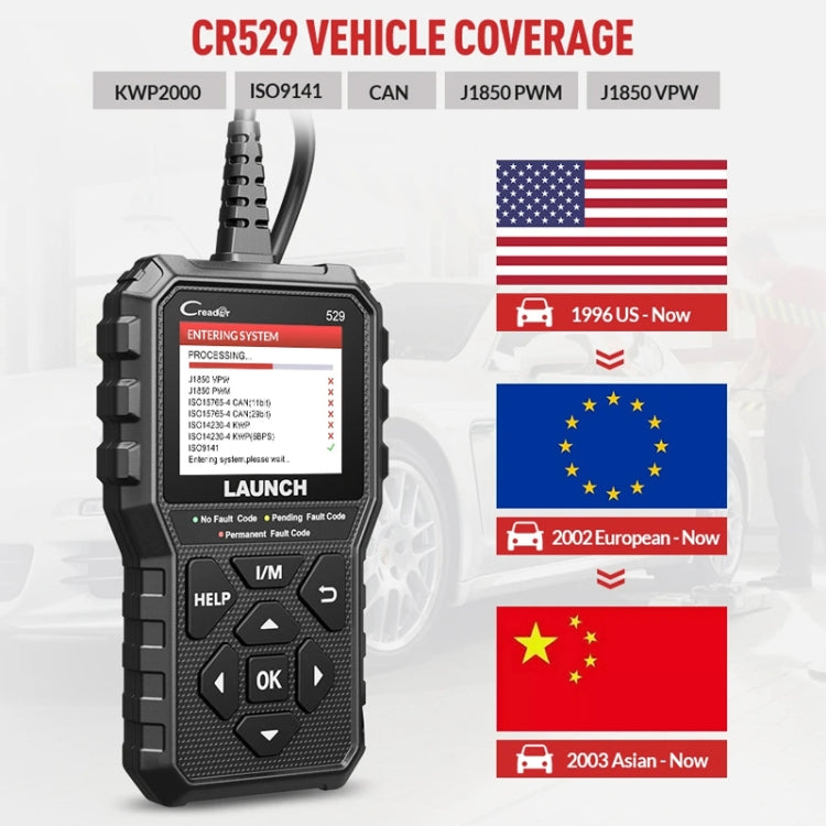 Launch Creader CR529 OBD2 Car Engine Fault Tester Code Scanner(Black) - HoMEdemic™ 