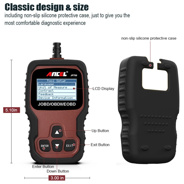 Ancel JOBD+EOBD/OBD-II Car Error Code Diagnostic scanner - HoMEdemic™ 