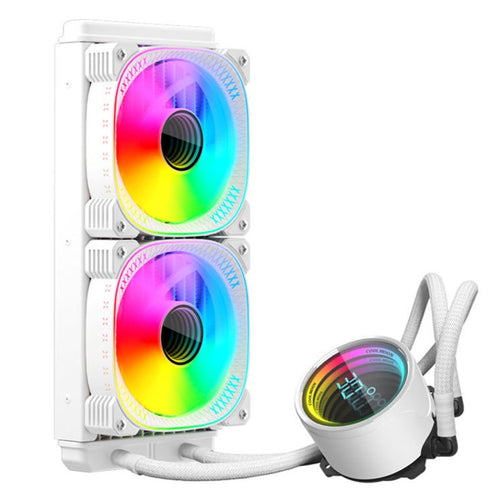 COOLMOON CM-YM-240T Digital ARGB Lens Edition Integrated Water Cooling CPU Cooler Temperature Display CPU Fan(White) - HoMEdemic™ 