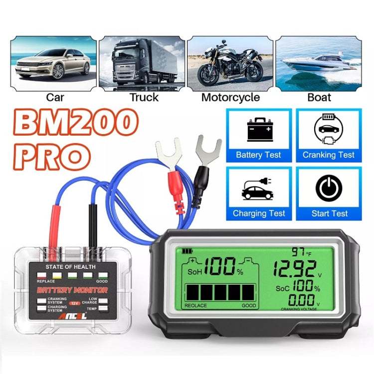 ANCEL 12V LED Car Battery Tester SOH/SOC Rechargeable Battery Analysis Tool - HoMEdemic™ 