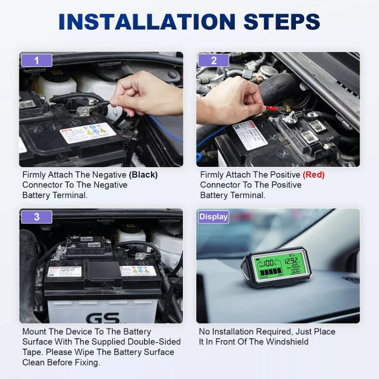 ANCEL 12V LED Car Battery Tester SOH/SOC Rechargeable Battery Analysis Tool - HoMEdemic™ 