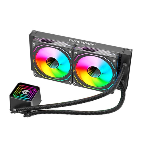 COOLMOON Glacier 240 Water Cooling Radiator Desktop ARGB Multi-Platform Integrated Lens CPU Water Cooling Fan, Color: Black - HoMEdemic™ 