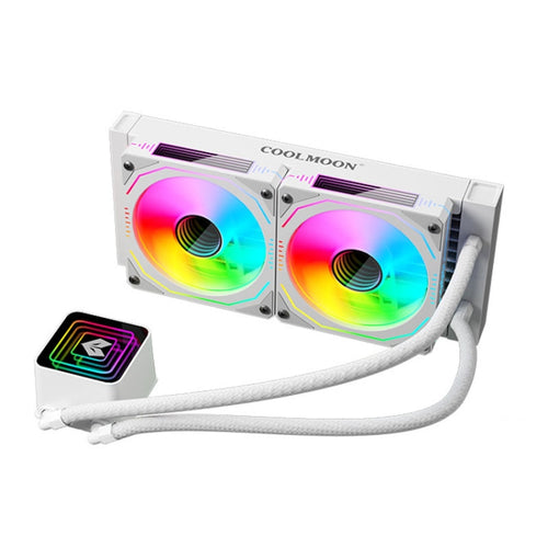 COOLMOON Glacier 240 Water Cooling Radiator Desktop ARGB Multi-Platform Integrated Lens CPU Water Cooling Fan, Color: White - HoMEdemic™ 