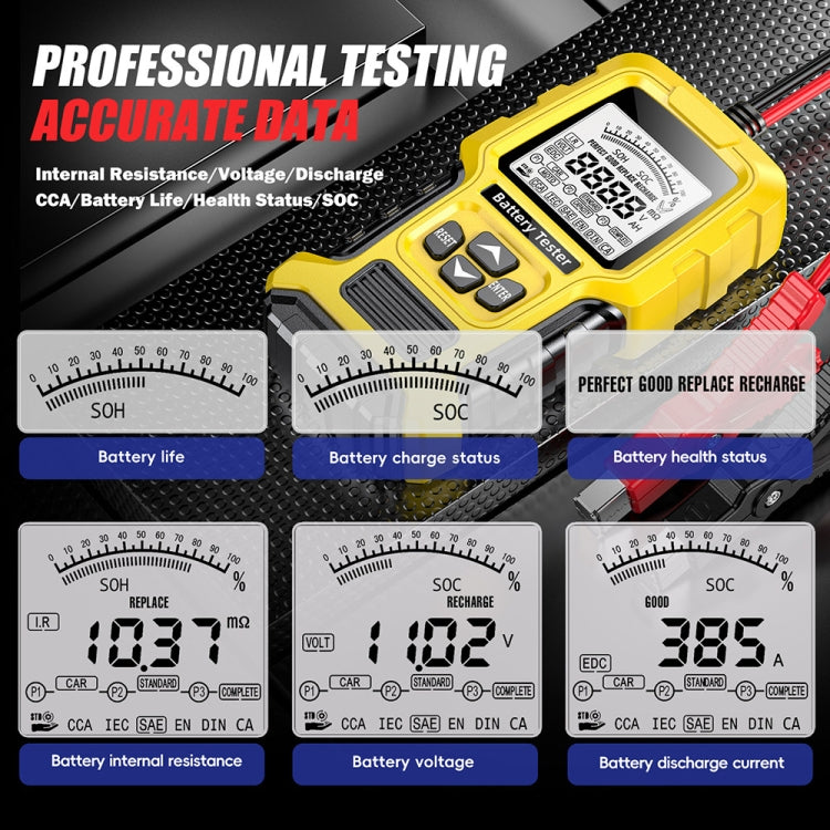FOXSUR 12V/24V Automotive Lead-acid Battery Internal Resistance Rapid Analyzer(Yellow) - HoMEdemic™ 