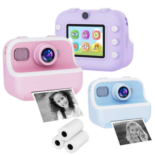 M8 2.4-Inch 1080P HD 2400W Pixel Dual-Camera Children Thermal Printing Camera, Color: Blue+32GB - HoMEdemic™ 