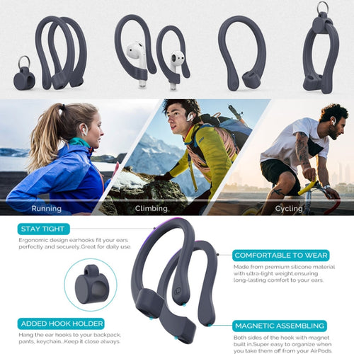 AhaStyle PT78 1pair Wireless Earphones Magnetic Silicone Storage Anti-Loss Earhooks For Apple AirPods 1 / 2 / 3 / Pro / Pro 2(White) - HoMEdemic™ 